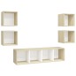 vidaXL Set Mobili TV 5 pz Bianco e Rovere Sonoma in Legno Multistrato vidaXL Set Mobili TV 5 pz Bianco e Rovere Sonoma in Legno Multistrato