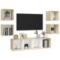vidaXL Set Mobili TV 5 pz Bianco e Rovere Sonoma in Legno Multistrato vidaXL Set Mobili TV 5 pz Bianco e Rovere Sonoma in Legno Multistrato