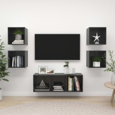 vidaXL Set Mobili TV 5 pz Grigio Lucido in Legno Multistrato