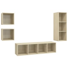 vidaXL Set Porta TV 4 pz Rovere Sonoma in Truciolato