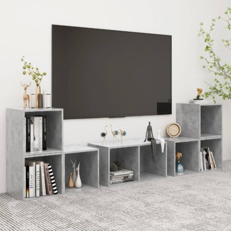 vidaXL Set Mobile TV 6 pz Grigio Cemento in Legno Multistrato