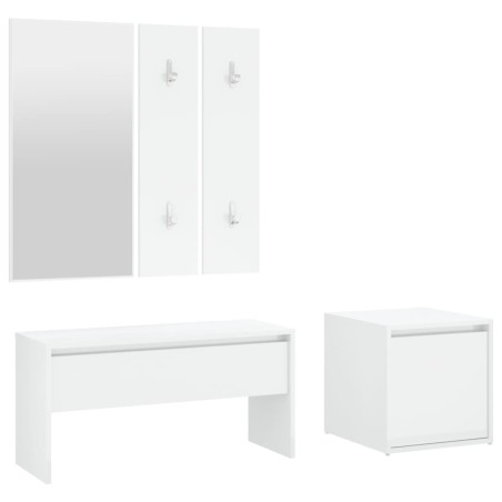vidaXL Set di Mobili da Corridoio Bianco Lucido in Legno Multistrato