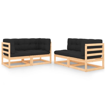 vidaXL Set Divani da Giardino 4 pz con Cuscini Legno Massello di Pino
