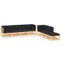 vidaXL Set Salotto Giardino 7 pz Cuscini Antracite Legno Massello Pino vidaXL Set Salotto Giardino 7 pz Cuscini Antracite Legno Massello Pino