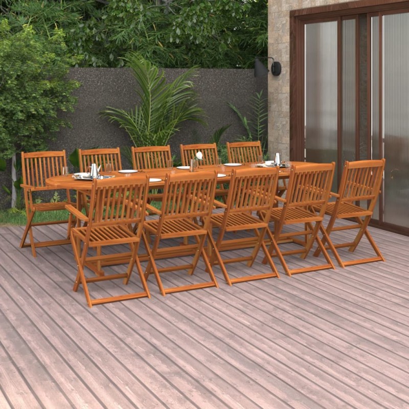 vidaXL Set da Pranzo da Giardino 11 pz 280x90x75 cm Massello di Acacia vidaXL Set da Pranzo da Giardino 11 pz 280x90x75 cm Massello di Acacia