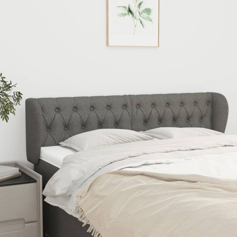 Testiera ad Orecchio Grigio Scuro 147x23x78/88 cm in Tessuto Testiera ad Orecchio Grigio Scuro 147x23x78/88 cm in Tessuto