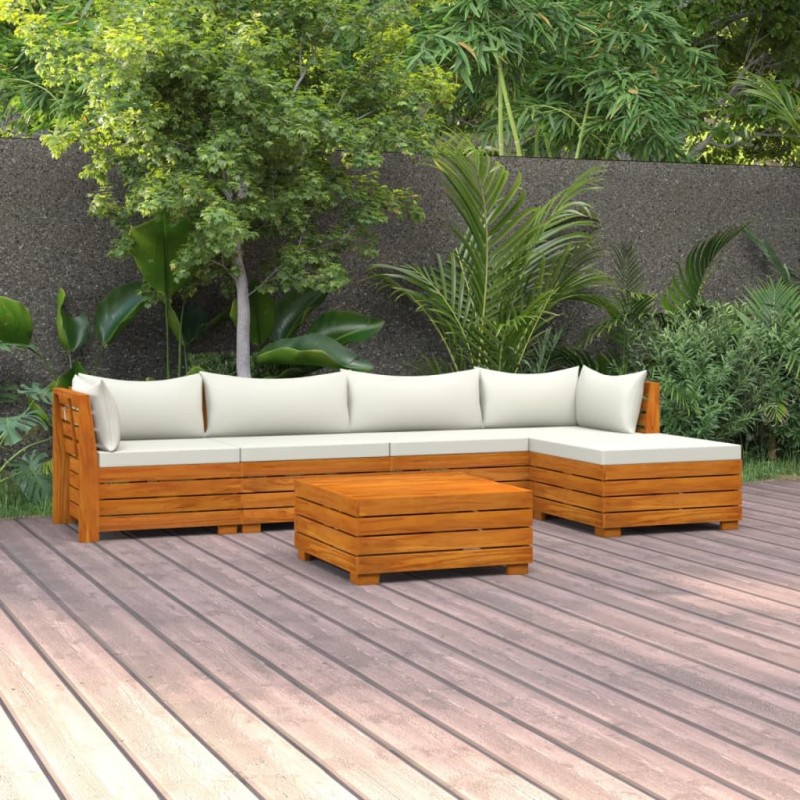 vidaXL Set Divani da Giardino 6 pz con Cuscini in Massello di Acacia vidaXL Set Divani da Giardino 6 pz con Cuscini in Massello di Acacia