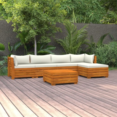 vidaXL Set Divani da Giardino 6 pz con Cuscini in Massello di Acacia