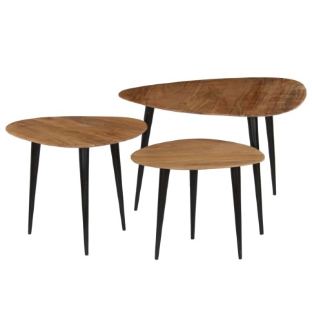vidaXL Set Tavolini da Salotto 3 pz in Legno Massello d'Acacia