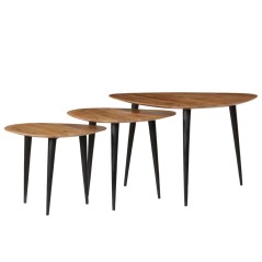 vidaXL Set Tavolini da Salotto 3 pz in Legno Massello d'Acacia