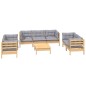 vidaXL Set Divani da Giardino 8 pz con Cuscini Grigi Massello di Pino vidaXL Set Divani da Giardino 8 pz con Cuscini Grigi Massello di Pino