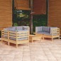 vidaXL Set Divani da Giardino 7 pz con Cuscini Grigi Massello di Pino vidaXL Set Divani da Giardino 7 pz con Cuscini Grigi Massello di Pino