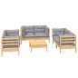 vidaXL Set Divani da Giardino 7 pz con Cuscini Grigi Massello di Pino vidaXL Set Divani da Giardino 7 pz con Cuscini Grigi Massello di Pino