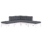 vidaXL Set Divani da Giardino 5 pz con Cuscini Legno Massello di Pino vidaXL Set Divani da Giardino 5 pz con Cuscini Legno Massello di Pino