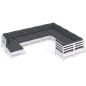 vidaXL Set Divani da Giardino 10 pz con Cuscini Legno di Pino Bianco vidaXL Set Divani da Giardino 10 pz con Cuscini Legno di Pino Bianco