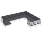 vidaXL Set Divani da Giardino 10 pz con Cuscini Legno di Pino Bianco vidaXL Set Divani da Giardino 10 pz con Cuscini Legno di Pino Bianco