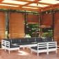vidaXL Set Divani da Giardino 10 pz con Cuscini Bianchi Legno di Pino