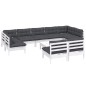 vidaXL Set Divani da Giardino 10 pz con Cuscini Bianchi Legno di Pino