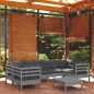 vidaXL Set Divani da Giardino 7 pz con Cuscini Grigi Massello di Pino vidaXL Set Divani da Giardino 7 pz con Cuscini Grigi Massello di Pino