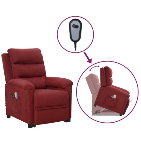 vidaXL Poltrona Alzapersona Massaggiante Rosso Vino Tessuto