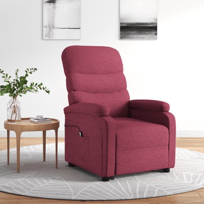 vidaXL Poltrona Alzapersona Rosso Vino Tessuto