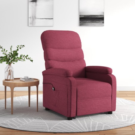 vidaXL Poltrona Alzapersona Rosso Vino Tessuto