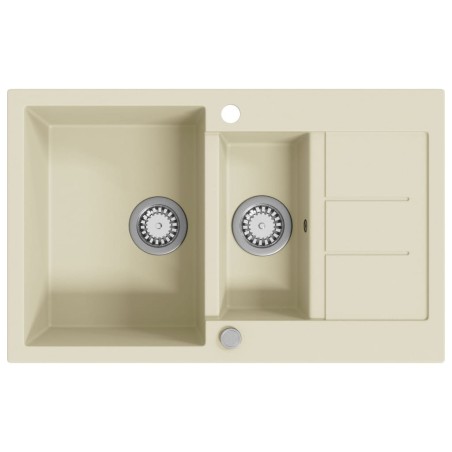 vidaXL Lavello da Cucina in Granito Vasca Doppia Beige