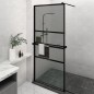 vidaXL Parete Doccia con Mensola Nera 100x195 cm Vetro ESG e Alluminio vidaXL Parete Doccia con Mensola Nera 100x195 cm Vetro ESG e Alluminio