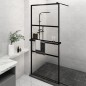 vidaXL Parete Doccia con Mensola Nera 100x195 cm Vetro ESG e Alluminio vidaXL Parete Doccia con Mensola Nera 100x195 cm Vetro ESG e Alluminio