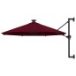 vidaXL Ombrellone da Giardino a Parete con LED 300 cm Bordeaux vidaXL Ombrellone da Giardino a Parete con LED 300 cm Bordeaux