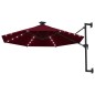 vidaXL Ombrellone da Giardino a Parete con LED 300 cm Bordeaux vidaXL Ombrellone da Giardino a Parete con LED 300 cm Bordeaux