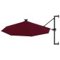 vidaXL Ombrellone da Giardino a Parete con LED 300 cm Bordeaux vidaXL Ombrellone da Giardino a Parete con LED 300 cm Bordeaux