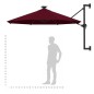 vidaXL Ombrellone da Giardino a Parete con LED 300 cm Bordeaux vidaXL Ombrellone da Giardino a Parete con LED 300 cm Bordeaux