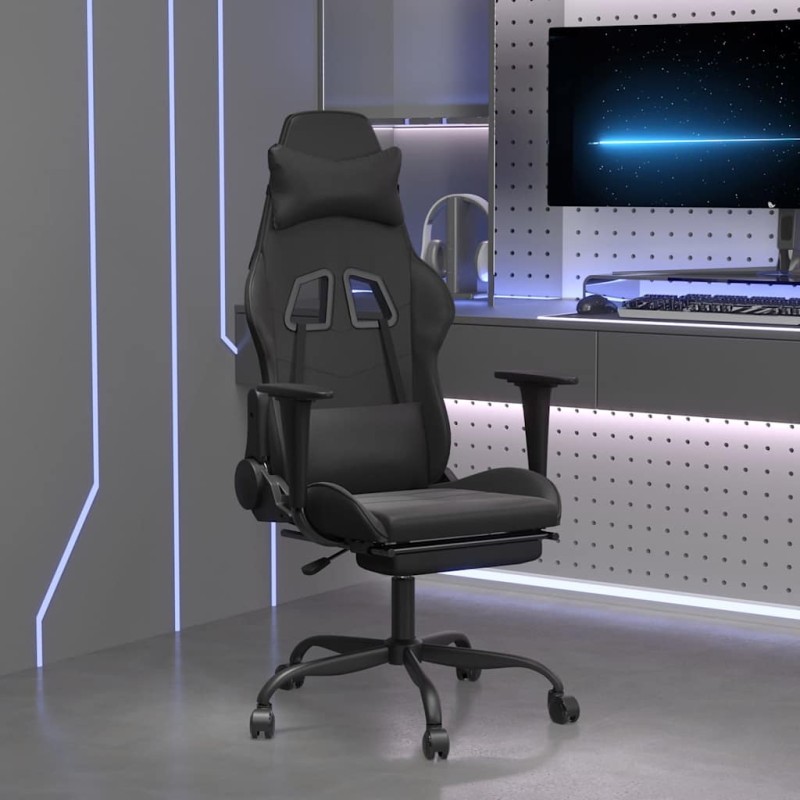 vidaXL Sedia da Gaming con Massaggio e Poggiapiedi Nera in Similpelle vidaXL Sedia da Gaming con Massaggio e Poggiapiedi Nera in Similpelle