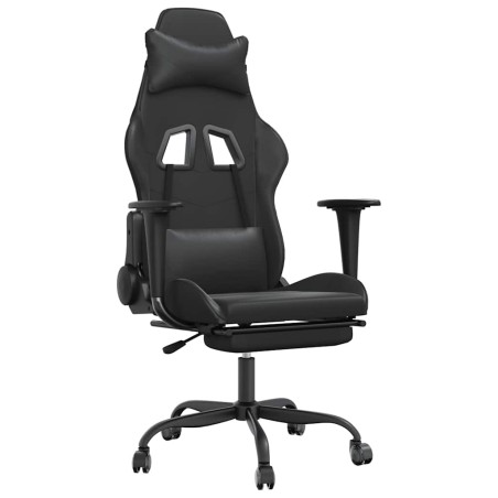 vidaXL Sedia da Gaming con Massaggio e Poggiapiedi Nera in Similpelle