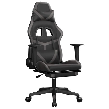 vidaXL Sedia da Gaming Massaggio Poggiapiedi Nero e Grigio Similpelle