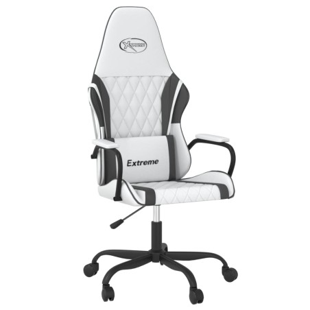 vidaXL Sedia da Gaming Massaggiante Bianco e Nero in Similpelle