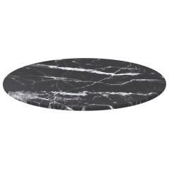 vidaXL Piano per Tavolo Nero Ø40x0,8 cm Vetro Temperato Design Marmo