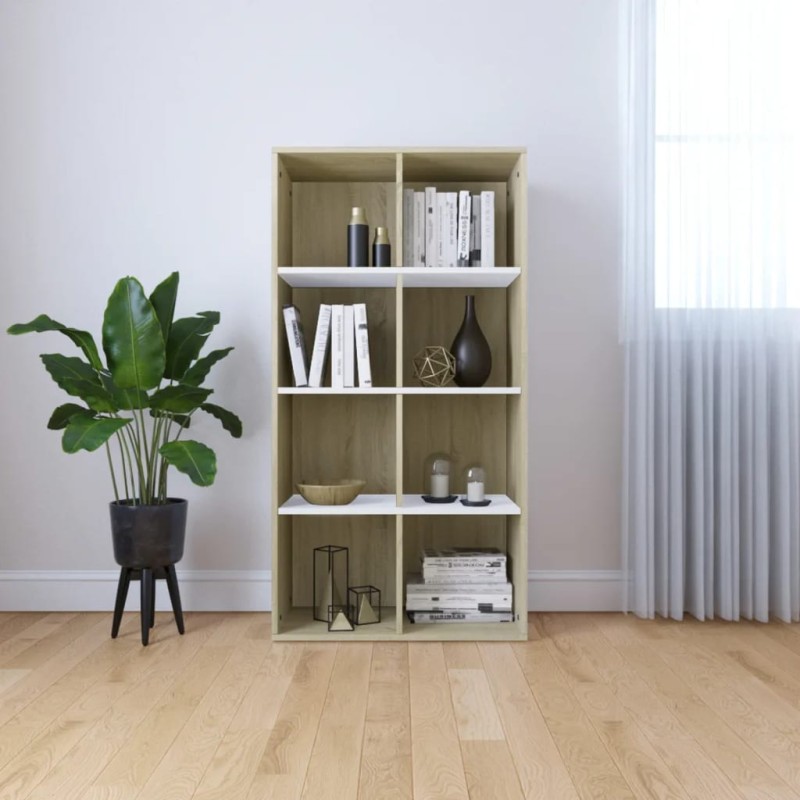 vidaXL Libreria/Credenza Bianca Rovere Sonoma 66x30x130 cm Multistrato vidaXL Libreria/Credenza Bianca Rovere Sonoma 66x30x130 cm Multistrato