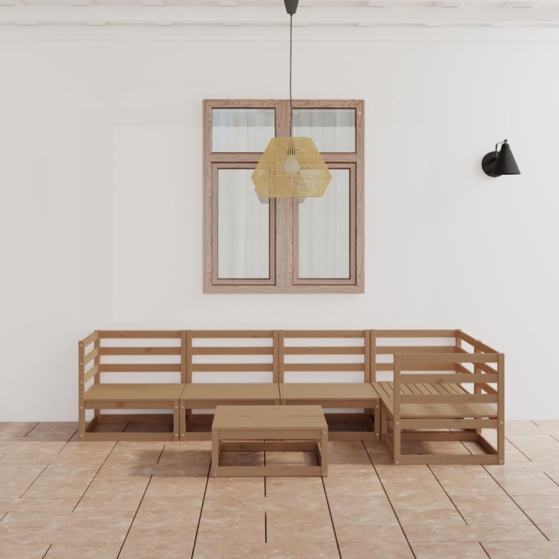 vidaXL Set Salotto da Giardino 6pz Marrone Ambra Legno Massello Pino vidaXL Set Salotto da Giardino 6pz Marrone Ambra Legno Massello Pino