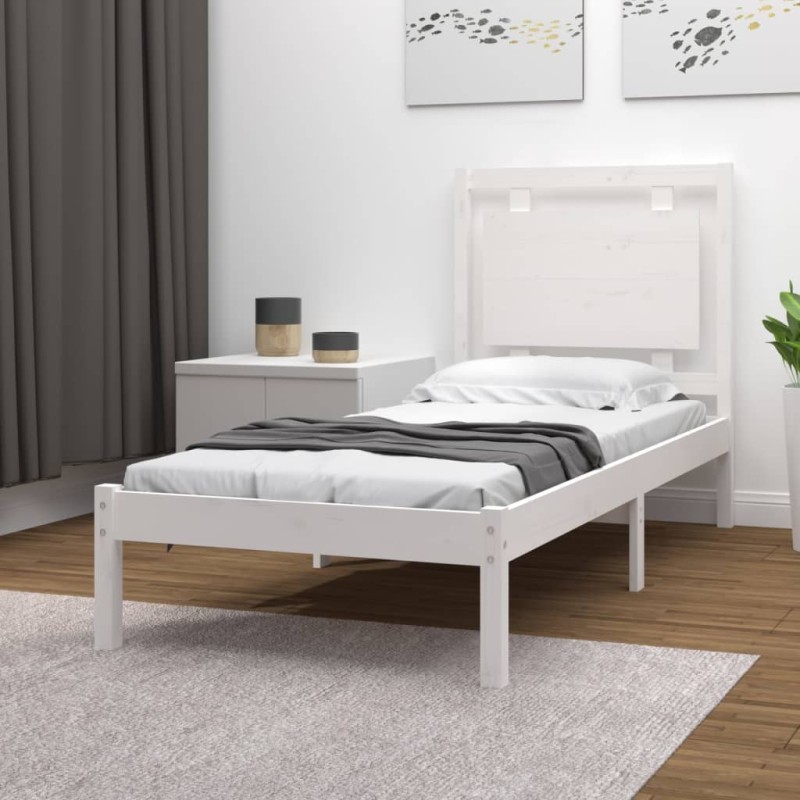 vidaXL Giroletto Bianco in Legno Massello 75x190 cm Small Single vidaXL Giroletto Bianco in Legno Massello 75x190 cm Small Single