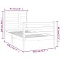 vidaXL Giroletto Bianco in Legno Massello 75x190 cm Small Single vidaXL Giroletto Bianco in Legno Massello 75x190 cm Small Single