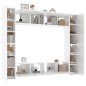 Set Mobili Porta TV 8pz Bianco Lucido in Legno Multistrato Set Mobili Porta TV 8pz Bianco Lucido in Legno Multistrato