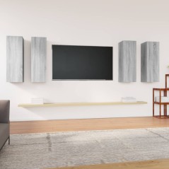 vidaXL Mobili TV 4 pz Grigio Sonoma 30,5x30x90 cm in Legno Multistrato