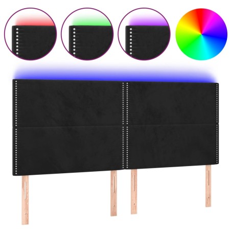 vidaXL Testiera a LED Nera 160x5x118/128 cm in Velluto