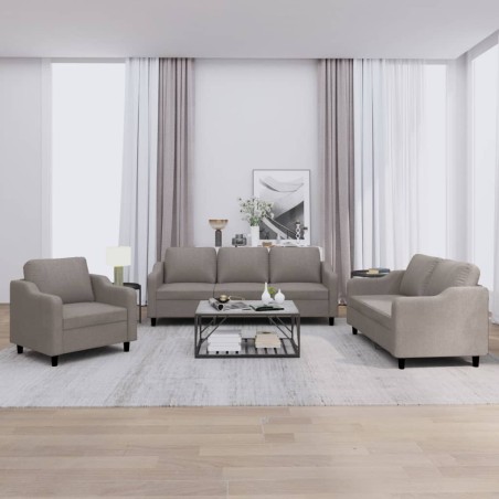 vidaXL Set di Divani 3 pz con Cuscini Tortora in Tessuto