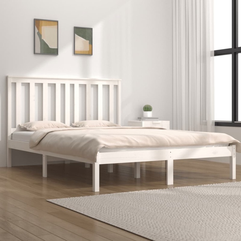 vidaXL Giroletto Bianco Massello Pino 150x200cm King Size vidaXL Giroletto Bianco Massello Pino 150x200cm King Size