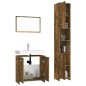 vidaXL Set Mobili da Bagno 3 pz Rovere Fumo in Legno Multistrato vidaXL Set Mobili da Bagno 3 pz Rovere Fumo in Legno Multistrato