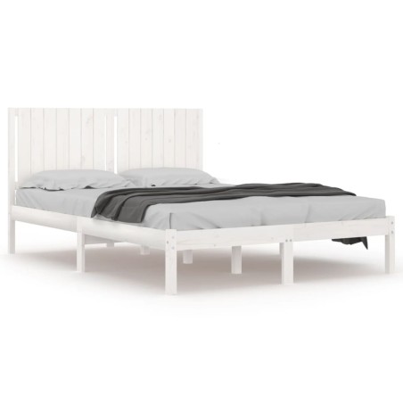 vidaXL Giroletto Bianco in Legno Massello 150x200 cm King Size