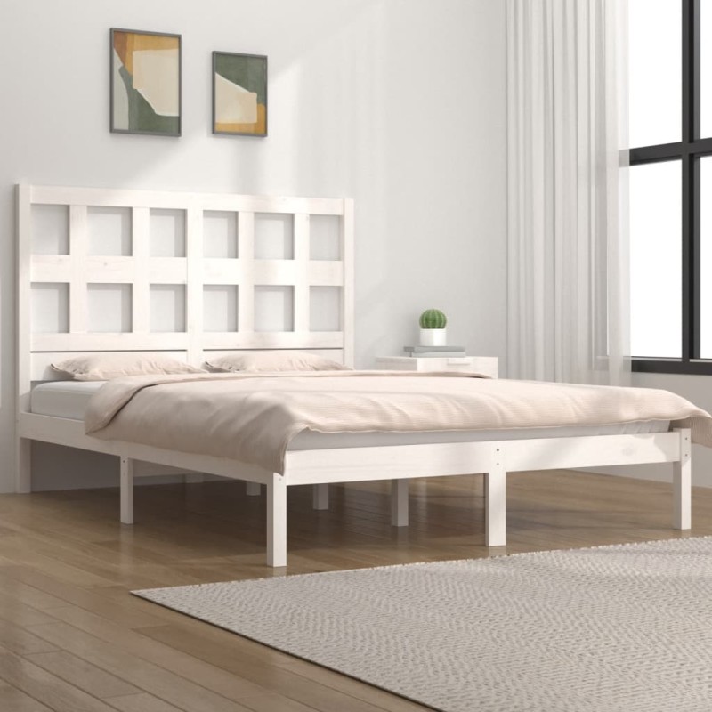 vidaXL Giroletto senza Materasso Bianco 150x200 cm Legno Massello Pino vidaXL Giroletto senza Materasso Bianco 150x200 cm Legno Massello Pino